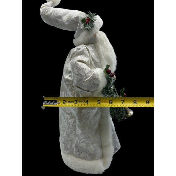 VTG White & Silver Robe Santa Claus Tree Topper Pine Cones Silver Bell  Garland - Picture 9 of 13